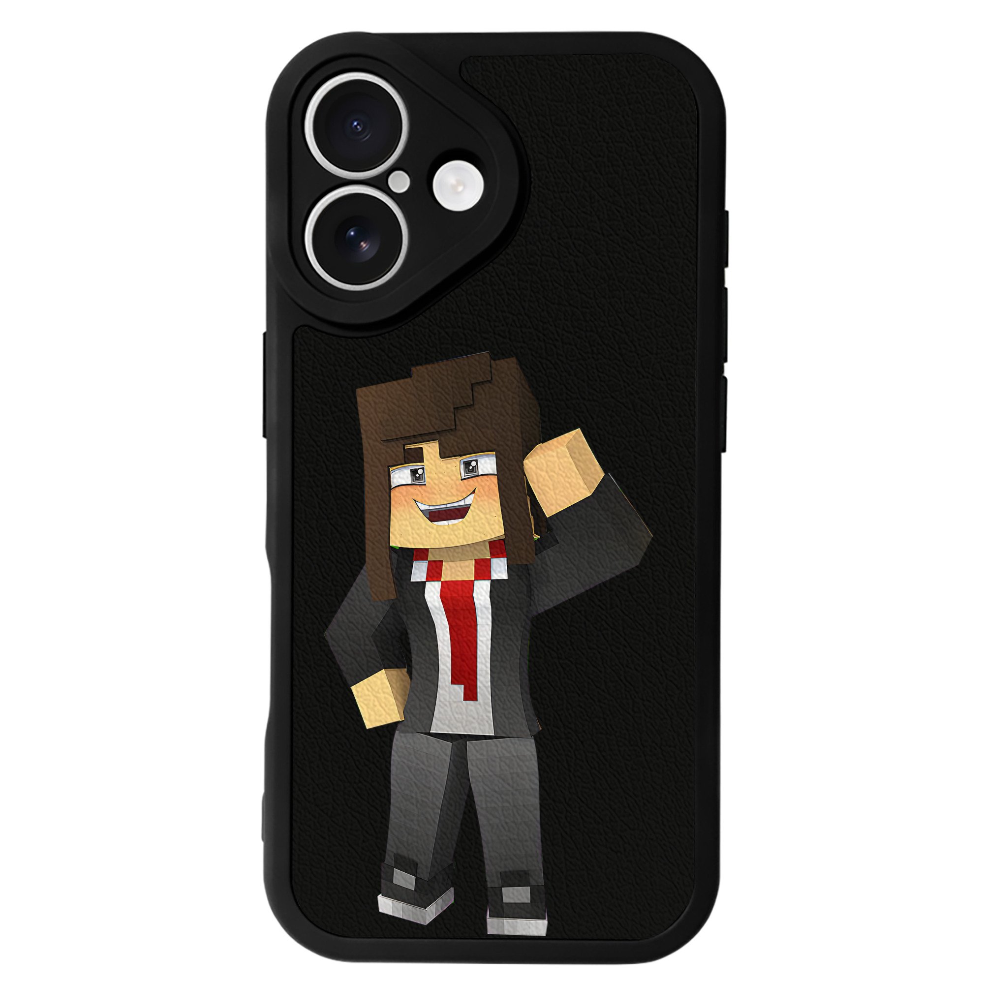 （画像用） マインクラフト ブロックの世界 Minecraft MC Block world 【iPhone 16シリーズ対応】シリコンスマホケース（レザー調） 材質：シリコン